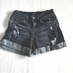 Judy Blue Women’s Shorts S Medium Blue Denim Jeans Distressed Cuff